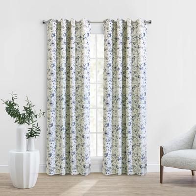 Wide Width Flora Blackout Grommet Curtain Panel by Thermalogic in Silver (Size 52" W 108"L)
