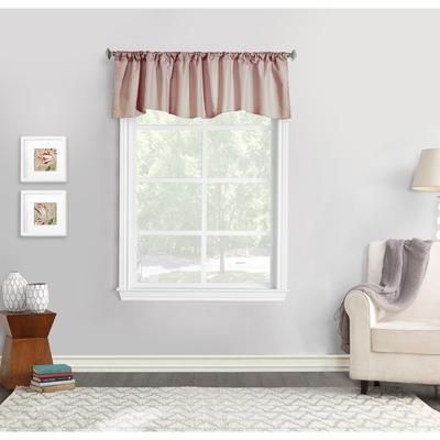Wide Width Ticking Stripe Room Darkening Pole Top Flat Valance by Thermalogic in Burgundy (Size 60" W 18" L)
