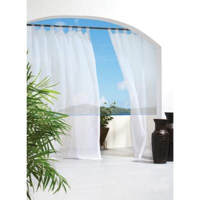 Wide Width Escape Sheer Hook & Loop Outdoor Curtain Panel by Outdoor Decor by Commonwealth in White (Size 54" W 96" L)
