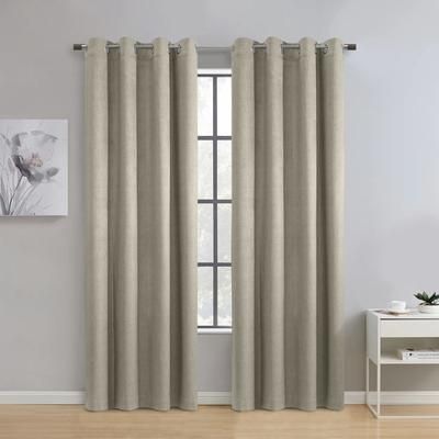 Wide Width Paris 100% Blackout Grommet Curtain Panel by Thermaplus in Taupe (Size 52" W 84" L)
