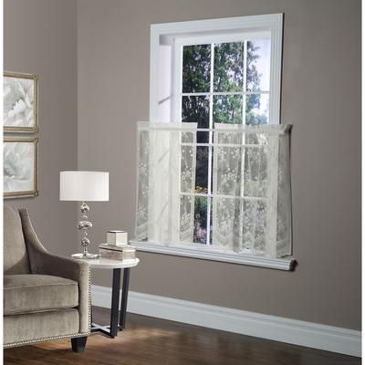 Wide Width Mona Lisa Sheer Rod Pocket Curtain Tiers by Habitat™ in Eggshell (Size 56" W 24" L)