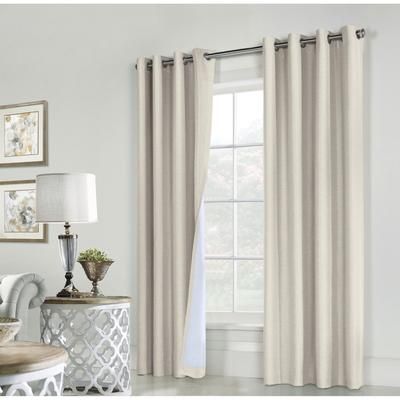 Wide Width Ventura Blackout Grommet Curtain Panel Pair by Thermaplus in Natural (Size 52" W 63" L)
