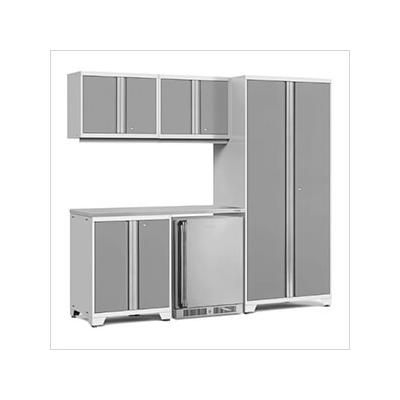 NewAge Garage Cabinets PRO Series Platinum 6-Piece Set with Stainless Steel Top