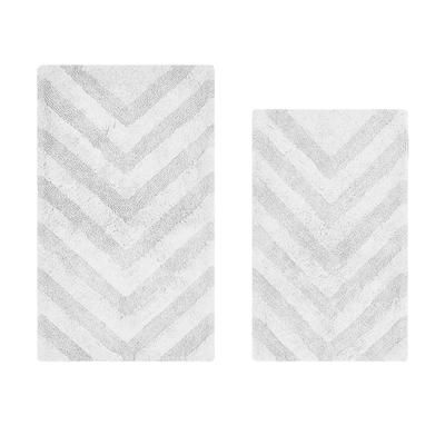Hugo Collection 100% Cotton 2 Piece (21" X 34" | 24" X 40") Bath Rug Set by Brylane Home in White