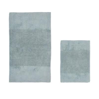 Granada Collection 100% Cotton 2 Piece (17" X 24" | 24" X 40") Bath Rug Set by Brylane Home in Blue