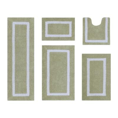 Hotel Collection 100% Cotton 5 Piece (17" X 24" | 20" X 20" | 21" X 34" | 24" X 40" | 20" X 60") Bat by Brylane Home in Sage White