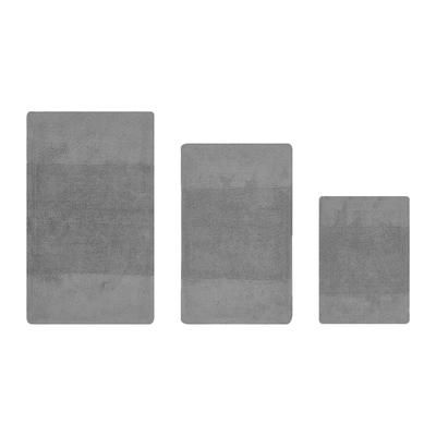 Granada Collection 100% Cotton 3 Piece (17" X 24" | 21" X 34" | 24" X 40") Bath Rug Set by Brylane Home in Gray