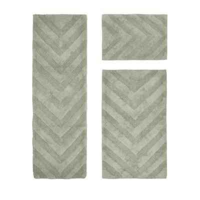 Hugo Collection 100% Cotton 3 Piece (17" X 24" | 24" X 40" | 20" X 60") Bath Rug Set by Brylane Home in Sage