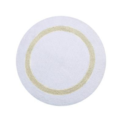 Hotel Collection 100% Cotton 30" Round Bath Rug by Brylane Home in White Ivory