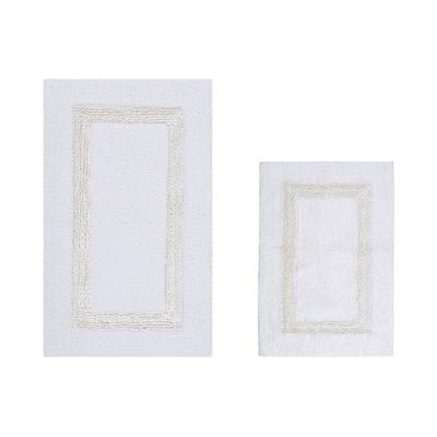Hotel Collection 100% Cotton 2 Piece (17" X 24" | 21" X 34") Bath Rug Set by Brylane Home in White Ivory