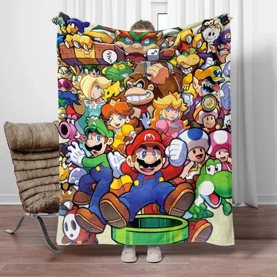Film Mario, couverture en flanelle douce et chaude imprimée pour jeu. Cape de sieste de bureau, Camping, extérieur, drap de lit, salon, couvertures de canapé.