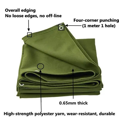 Auvent en toile de silicone imperméable, vert armée, 0.65mm, auvent d'extérieur pour camion, bâche de maison pour animaux de compagnie