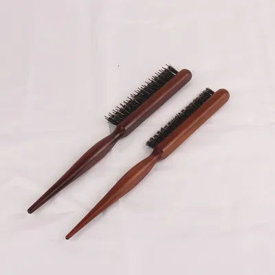 1 professional salon fluffy comb with wooden handle, anti-static back tearing hair brush, scalp massage hairstyle styling tool