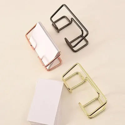 Business Card Display Holder Metal Desktop Minimalist Organizer for Office Countertop