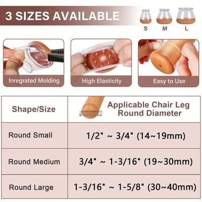 TEMU 20-pack Upgraded 360° Coverage Silicone Chair Leg Protectors With Polished - Durable And Reliable Furniture Cups For Noise Reduction And Floor Protection