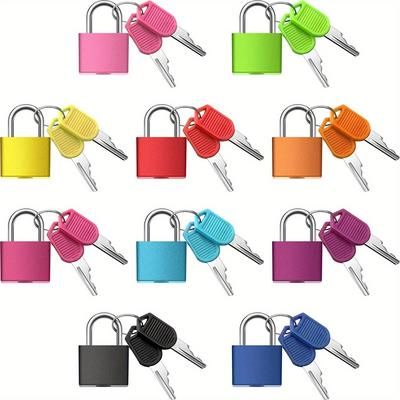 TEMU 4/6/10pcs Mini Padlocks With Keys: Multicolor Locks For Luggage And School Gym Storage
