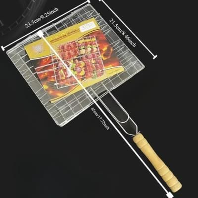 TEMU 1pc Heavy Duty Bbq Grill Basket - Stainless Steel Barbecue Turner For Grilling Meat, Steak, Shrimp, Vegetables - Rustproof Grill Accessory For Baking, Picnic, Camping