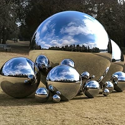TEMU 6pcs, Stainless Steel Gaze Balls, Mirror Polished Hollow Ball Garden Ball, Floating Pond Ball Seamless Gaze , For Home Garden Decorations (6 Mix)