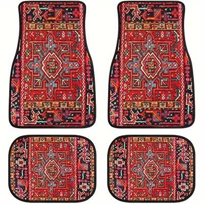 TEMU 4pcs Retro Car Floor Mats - Non-slip, And Easy To Clean - Universal Fit, Fashionable And