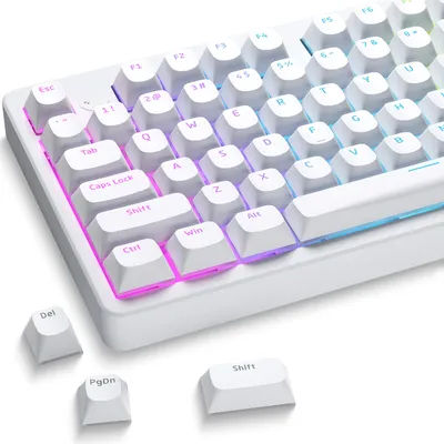 XVX Horizon Line Pudding Keycaps White Keycaps for Mechanical Keyboard Shine Through PBT Key Cap Set 117 Keys