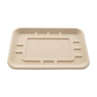 Genera TTA800B480IN Rectangular Disposable Lunch PTray w/ 2 Compartments - 8 1/8" x 5 1/2", Molded Fiber, Natural, Beige