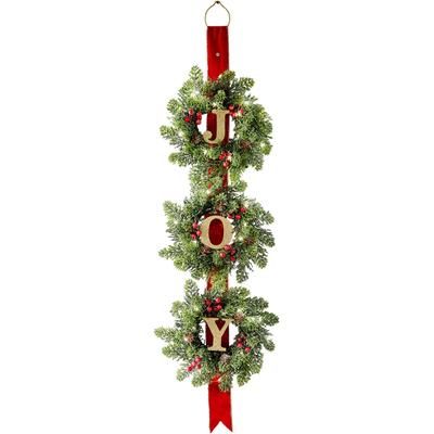 38" Long Pre-Lit Triple Joy Wreath by BrylaneHome in Multi