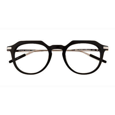 Unisex s geometric Black Gold Acetate,Metal Prescription eyeglasses - Eyebuydirect s Chisle