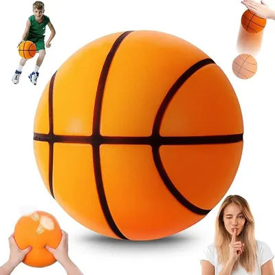 Silent Basketball Size 7 (29.5") Grooved Airless Foam Basketball for Quiet Dribbling Indoor Training Mute Bounce Basketball Ball
