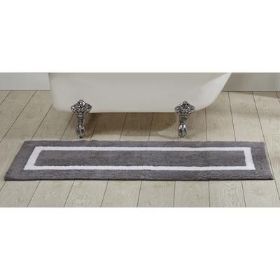 Hotel Collection 100% Cotton 20" X 60" Runner Bath Rug by Brylane Home in Gray White
