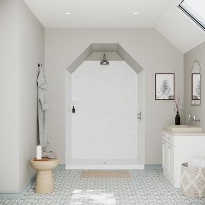 Swan SS-4260 42 x 60 Swanstone Alcove Shower Pan with Center Drain Carrara SF04260MD.221