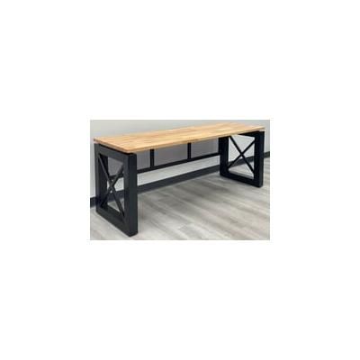 Xdustrial Series 71"W x 24"D Solid Wood Black Metal Frame Kneespace Credenza