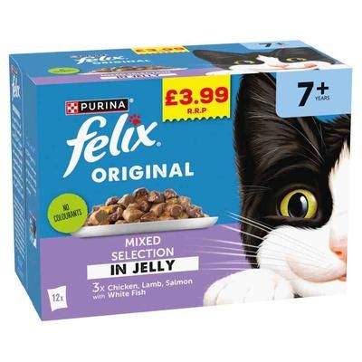 12x85g Mixed Selection Felix Senior Original Pouches Wet Cat Food