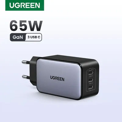 UGREEN 65W GaN Charger Quick Charge 4.0 3.0 PPS PD 3.0 Fast Charger 3 USB C For Macbook Air Laptops