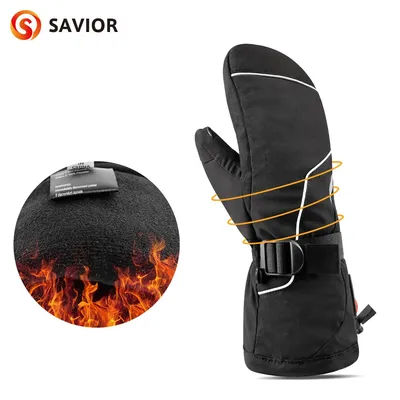 Windproof Waterproof Breathable Softshell Goatskin Leather Three Finger Crab Heated Ski Gloves With