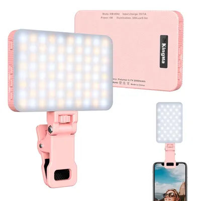 KingMa LED Selfie Light 80 Power Rechargeable Clip Fill Video Light for Phone iPad with Front & Back