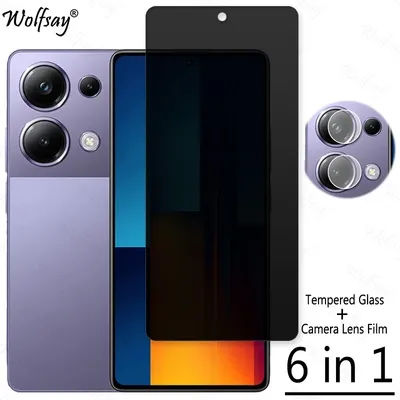 Privacy Screen Protector For Xiaomi Poco M6 Pro Anti-Spy Tempered Glass For Poco M6 Pro 4G Camera Glass For Poco M6 Pro 4G Glass