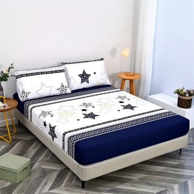 TEMU 3pcs Geometric Five-pointed Print Bedding Set, Soft And Comfortable, Suitable For Bedroom, 1 Fitted Sheet + 2 Pillowcases, No