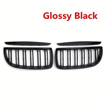 TEMU For E90 E91 Pre-facelift 2005-2008 Racing Grille Covers: Black, Double Slat, Abs Material, Polished