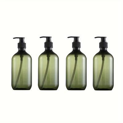 TEMU Set Of 4 Plastic Pump Dispenser Bottles, 300ml Refillable, Phthalate-free Unscented Liquid Soap And Shampoo Containers -uv Protection