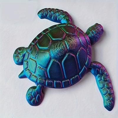 TEMU 3d Printed Sea Turtle Turtle Model With Jointed, Flexible Design - Colorful Desktop Car Accessories