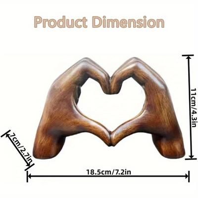 TEMU Sculpture Wooden Hearts Hand Sculptures Love Gesture Resin Statue Home Living Room Desktop Ornament