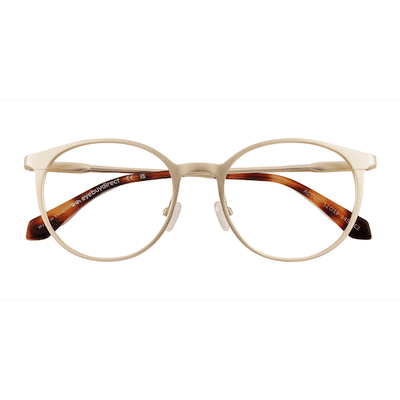 Unisex s round Matte Gold Aluminium Alloy Prescription eyeglasses - Eyebuydirect s Accel