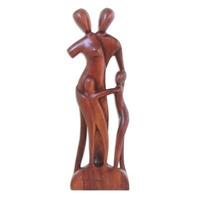 Wood sculpture, 'Family Scene' - Wood Family Sculpture from Indonesia