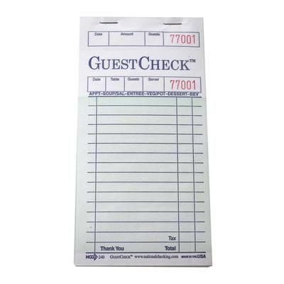 National Checking Company 240-50 Guest Check - 1 Part Booked, 1 Lines, Green