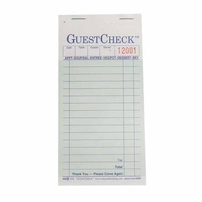 National Checking Company 104-50 Guest Check - 2 Parts Booked, 2 Lines, Green, Case of 2500