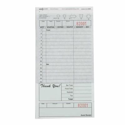 National Checking Company G4900SP Guest Check - 2 Parts Booked, 2 Lines