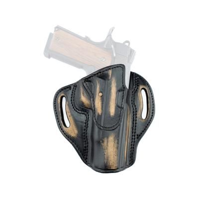Texas 1836 Cannon Vintage Edition - Open Top OWB Holster Right Hand Most 9mm /.40 /.45 Double Stack 4.5in With No Attachment Vintage Tan Black