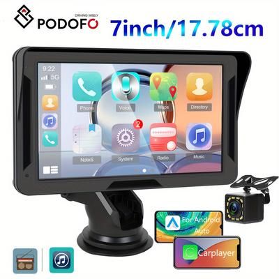 "TEMU [lightweight] Podofo 7" Wireless Car Stereo With Ips Touchscreen, Backup Camera & Android Auto/ - Wireless 5.0, Fm Radio, Navigation, For Most Vehicles & Trucks"