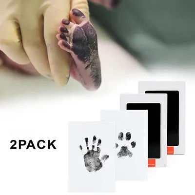 2 Pcs Baby Stamp Pads With Handmade Print Safe Non-toxic Stamp Pads Kits Children's Toy Baby Footprints Handprint Ink Pads