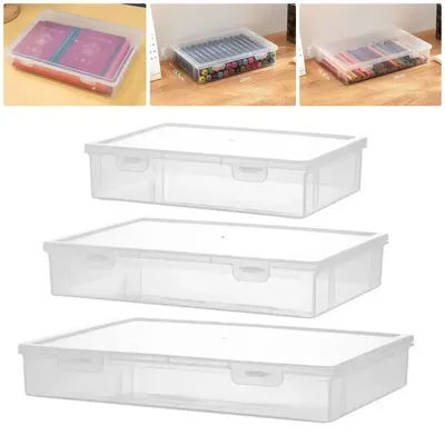 1Pcs School Home Office Supplies Document Storage Container Plastic Transparent File Box Multifunctional Dustproof